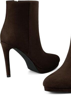Ankle Boots for Women Round Toe Stiletto Heel Platform Booties